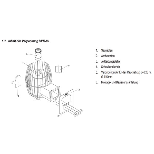 Vilpra Fornax Queen VPR-14 L | Holzbeheizter Saunaofen mit BImSchV2 | Außenbefeuerung