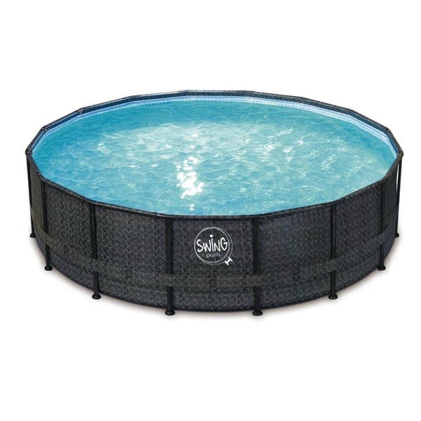 TrendPool Frame Pool Ø 305 x 72 cm Rattanoptik anthrazit | Rund