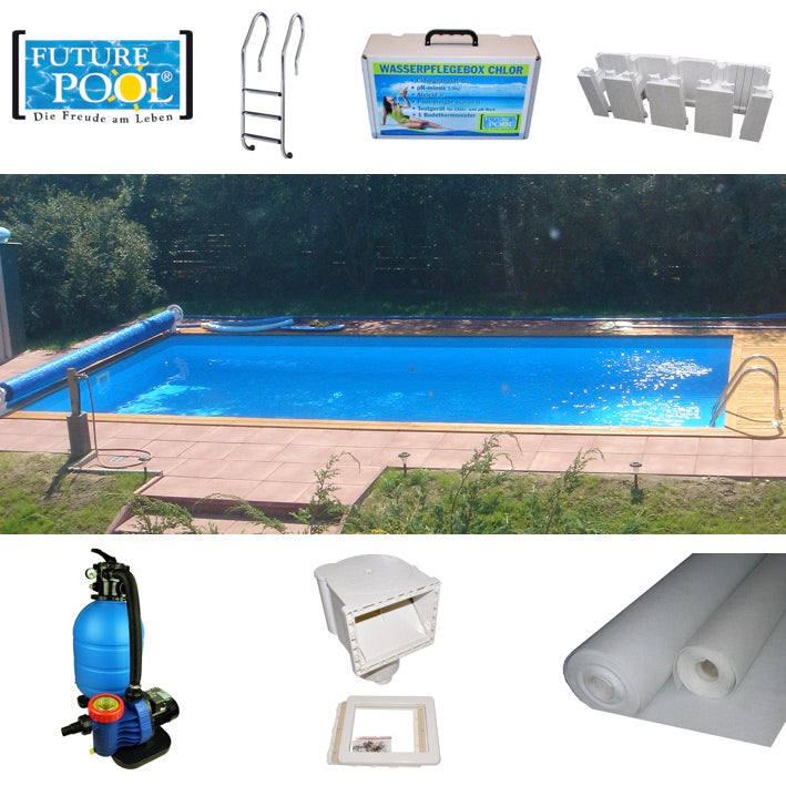 Styropor Pool Set | Power S Stone | Rechteckbecken | 3 Größen | 2 Farben