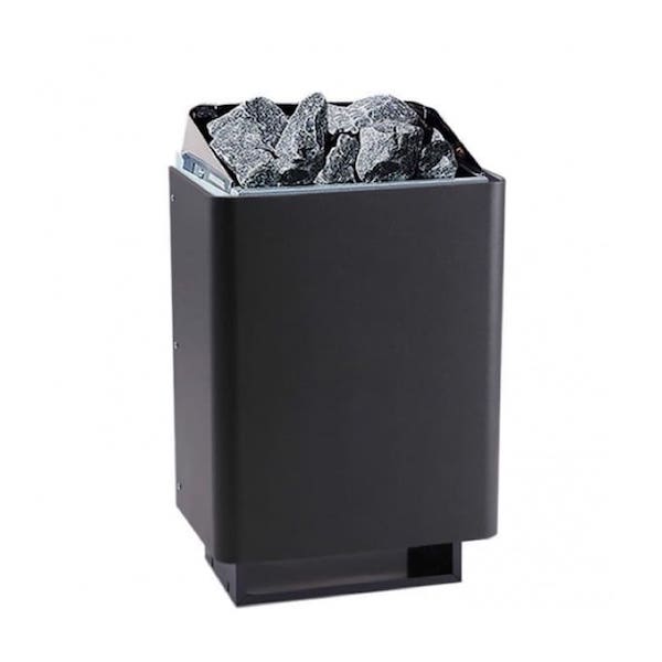 Klassicher Saunaofen 34 A in Anthrazit in 7,5 oder 9 kW. Finnischer Saunaofen für den privaten Gebrauch. Inklusiv 15 kg Saunasteine