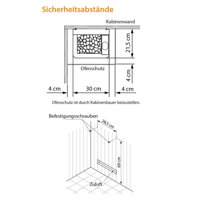 Kompakte, platzsparende Konstruktion - nur 21,5 cm Tiefe.     Wandofen für kleine Saunakabinen bis ca. 5 m³.     Lieferbar mit Außenmantel in Edelstahl oder in Anthrazit-Perleffekt.     3,0 kW Leistung, einphasiger Netzanschluss 230V 1N.     Inklusive vormontierte Anschlussleitung 2,5 m.     Steinkorb mit ca. 8 kg Steinvolumen.